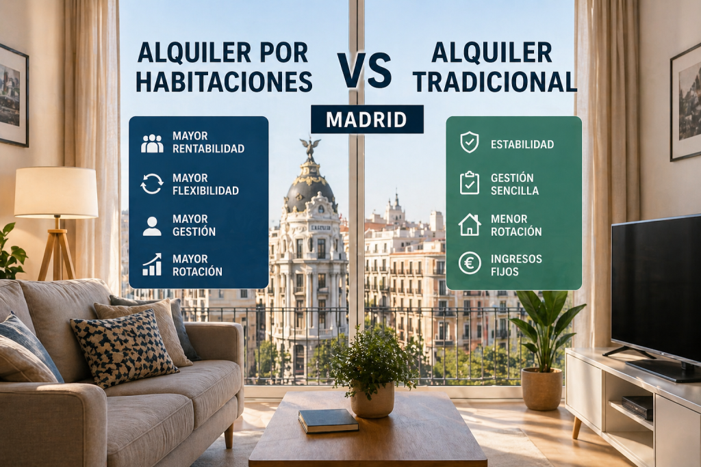 Alquiler por habitaciones vs alquiler tradicional en Madrid: qué conviene más